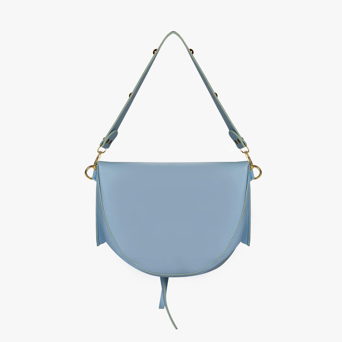 Black Leather Shoulder Bag with Knot Detail and Gold Hardware