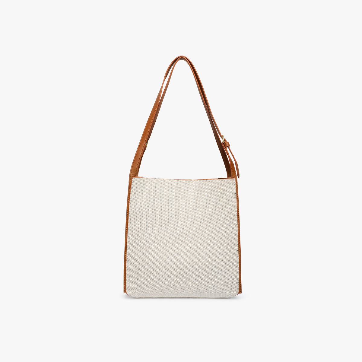 Canvas Leather Shoulder Bag with Tan Trim and Gold Hardware