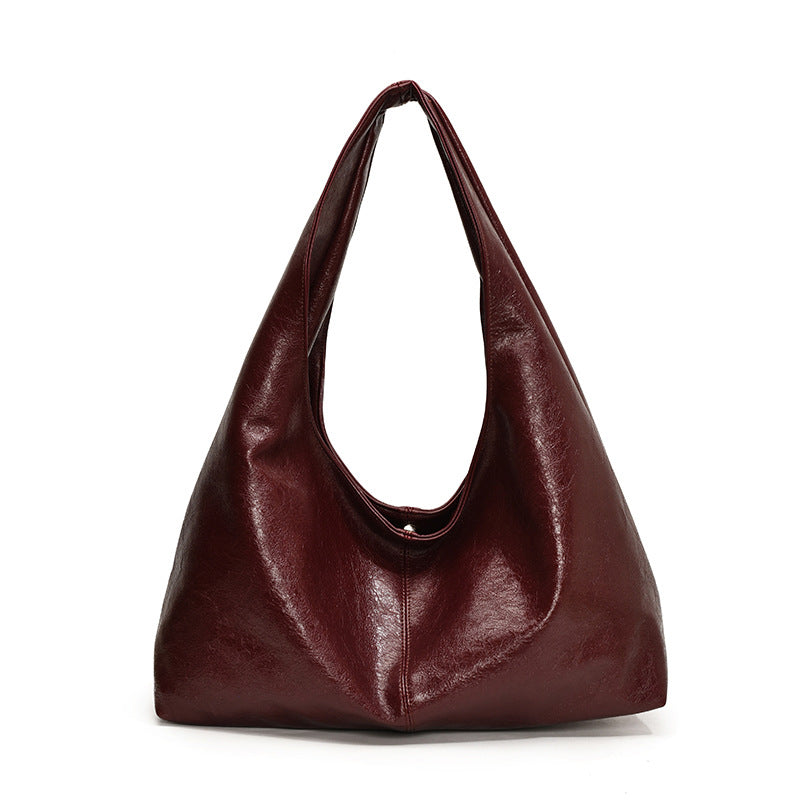Large Leather Shoulder Bag with Soft Structured Shape