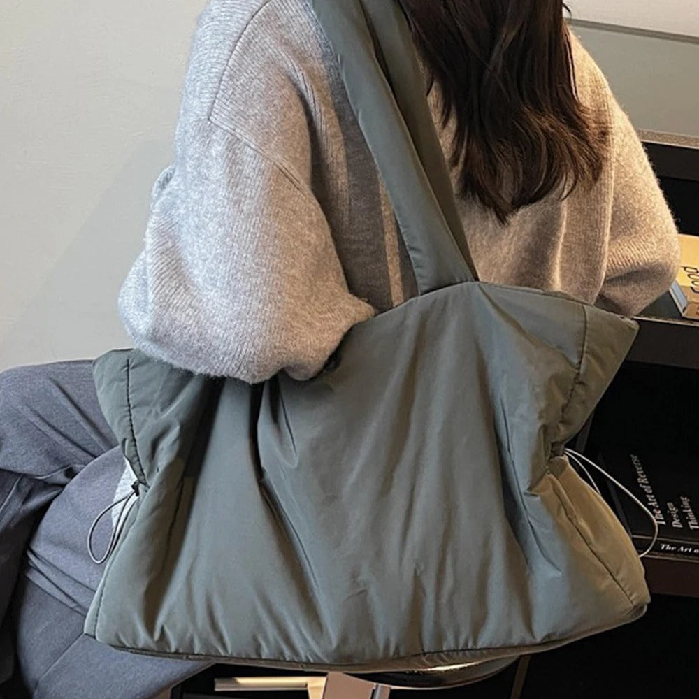 Large Quilted Puffer Tote Bag with Padded Handles