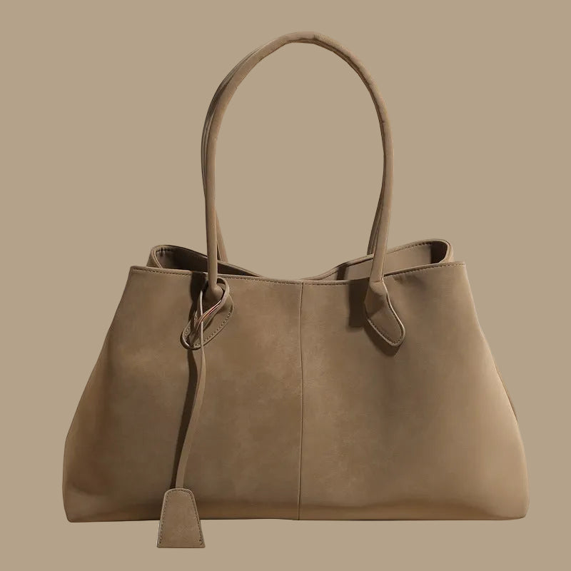 Large Suede Shoulder Bag with Knot Strap Detail