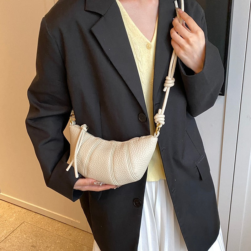 Leather Crossbody Bag with Knot Strap and Gold Hardware