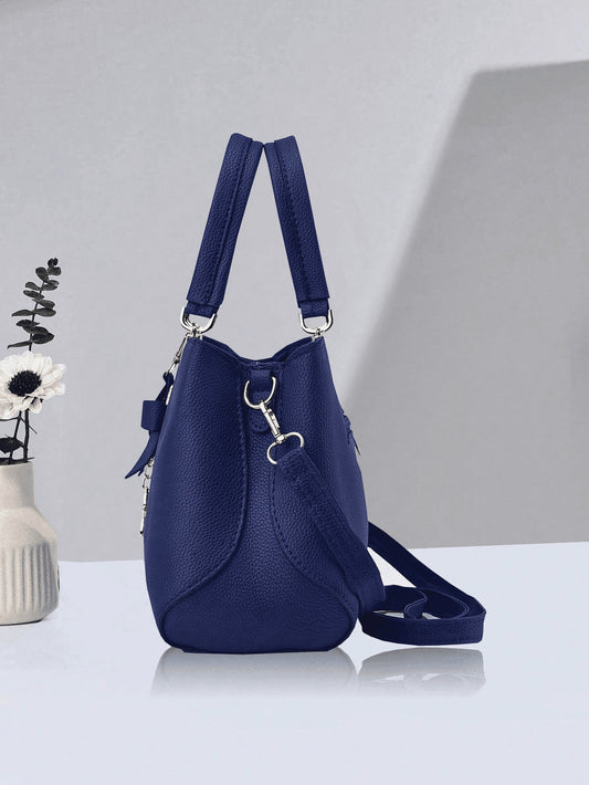 Leather Shoulder Bag with Bow Charm and Matching Wallet