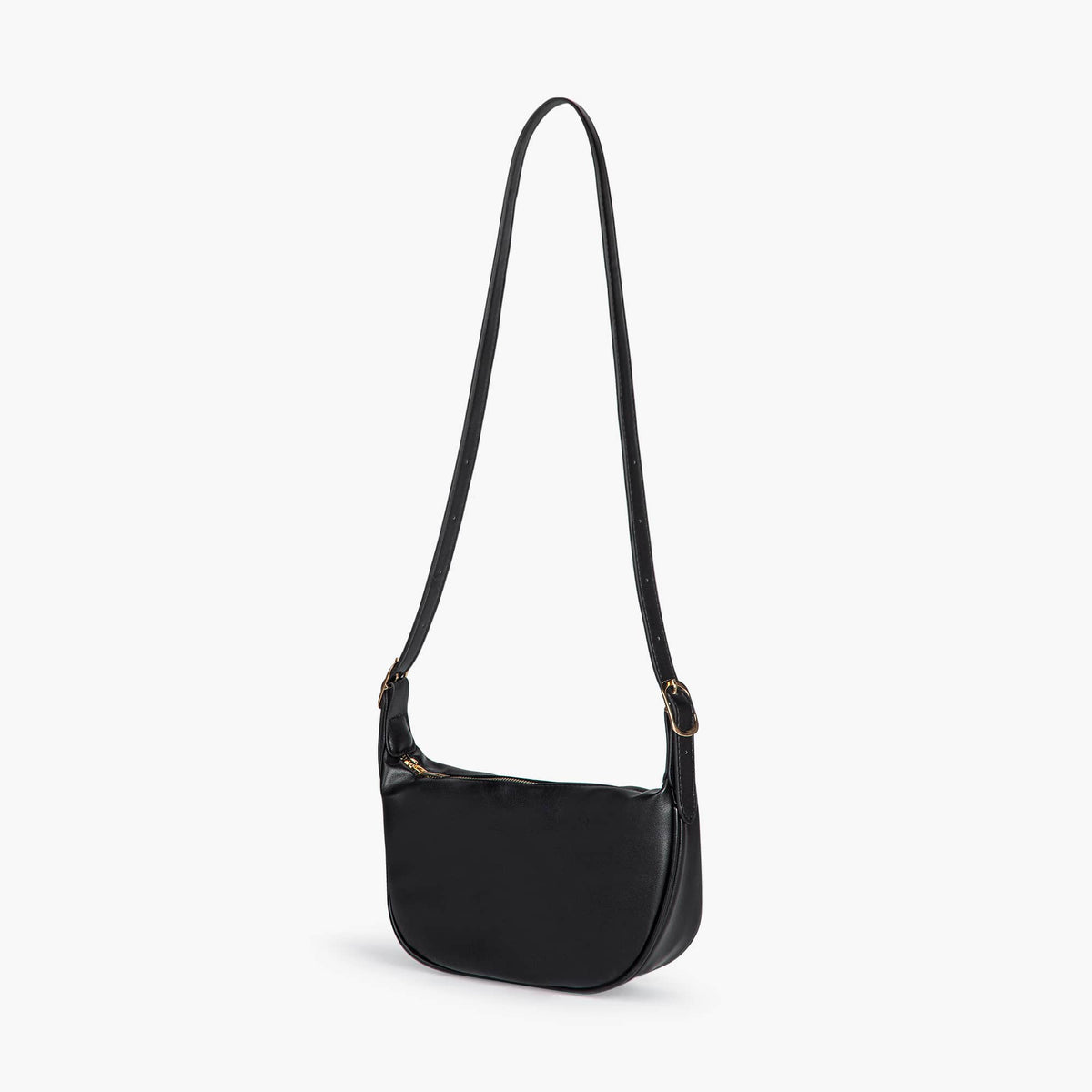 Black Leather Crossbody Bag with Gold Hardware