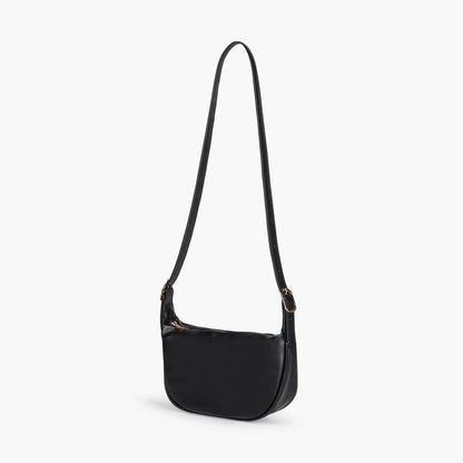 Black Leather Crossbody Bag with Gold Hardware