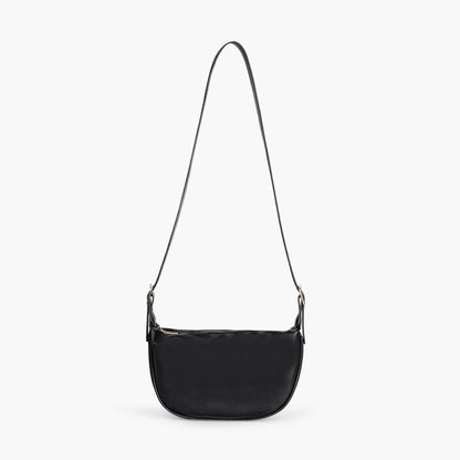 Black Leather Crossbody Bag with Gold Hardware