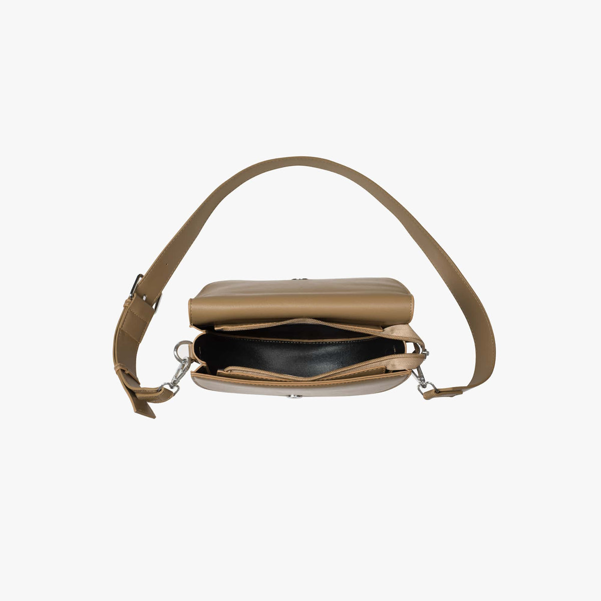 Black Leather Crossbody Bag with Silver Hardware