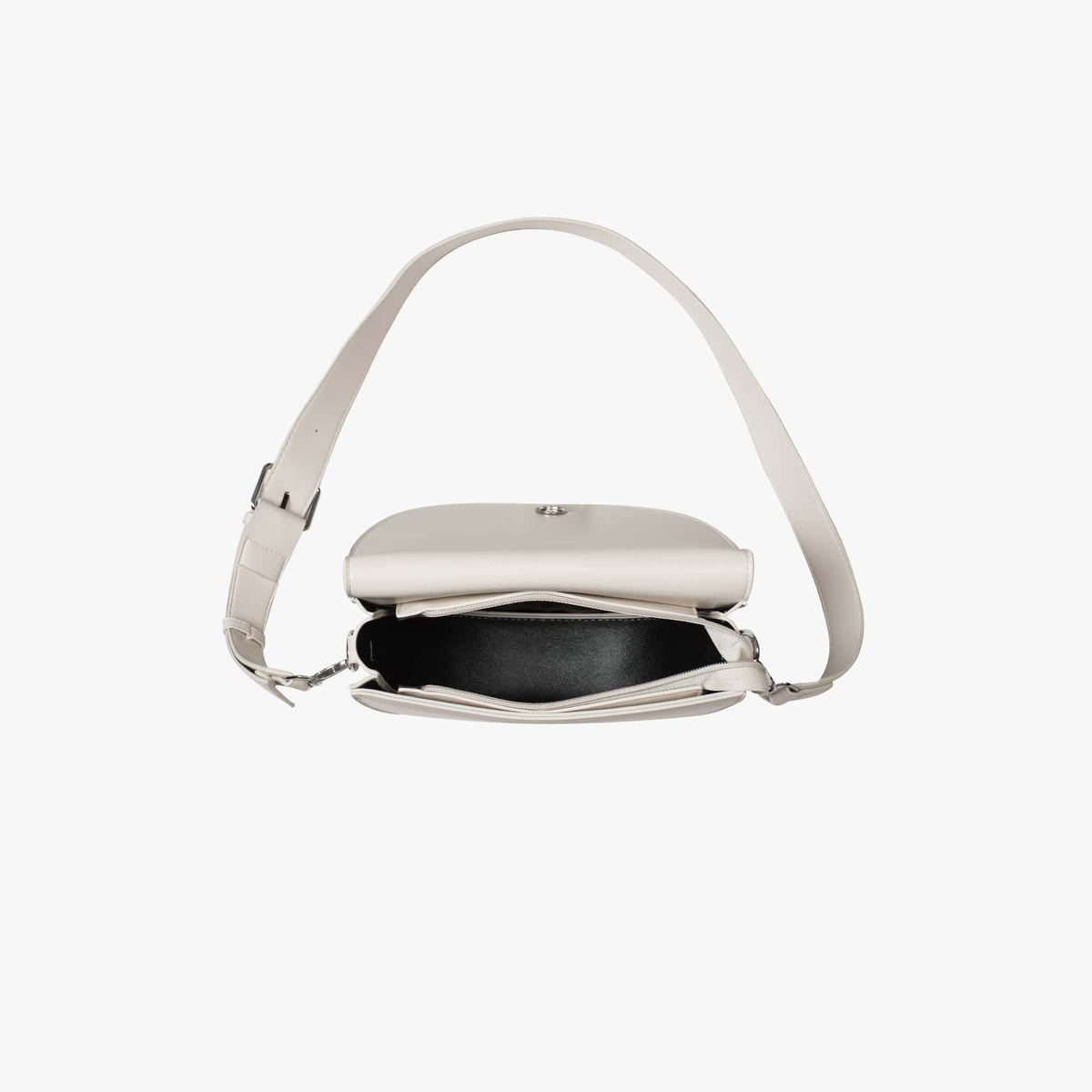 Black Leather Crossbody Bag with Silver Hardware