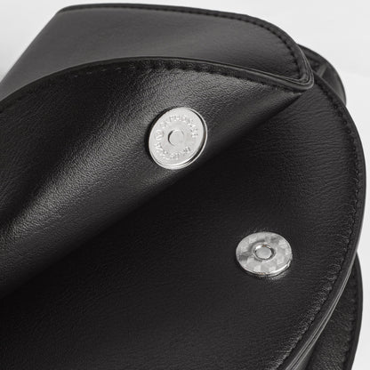 Black Leather Crossbody Bag with Silver Hardware