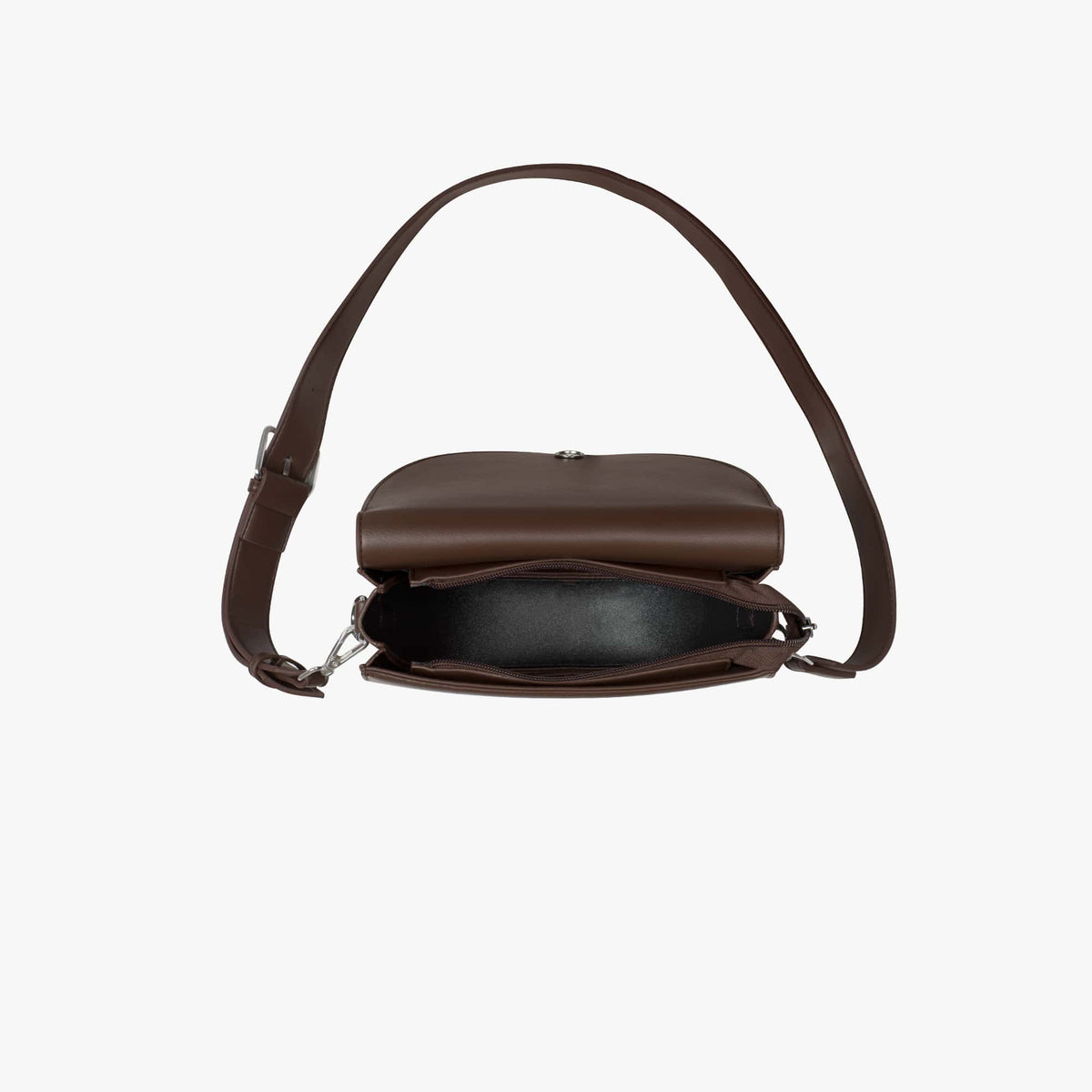 Black Leather Crossbody Bag with Silver Hardware