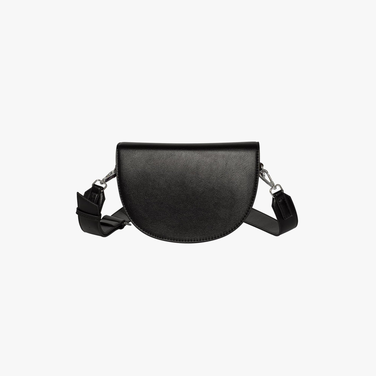 Black Leather Crossbody Bag with Silver Hardware
