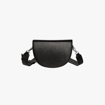 Black Leather Crossbody Bag with Silver Hardware