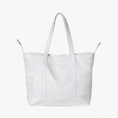 Black Leather Large Tote Bag with Gold Hardware