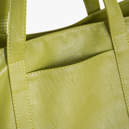 Black Leather Large Tote Bag with Gold Hardware