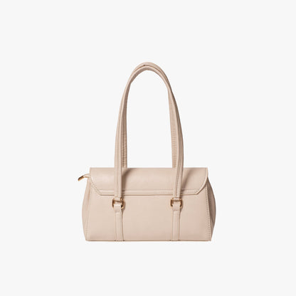 Black Leather Shoulder Bag with Gold Lock Clasp
