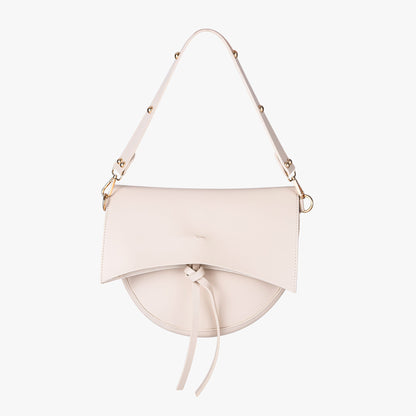 Black Leather Shoulder Bag with Knot Detail and Gold Hardware