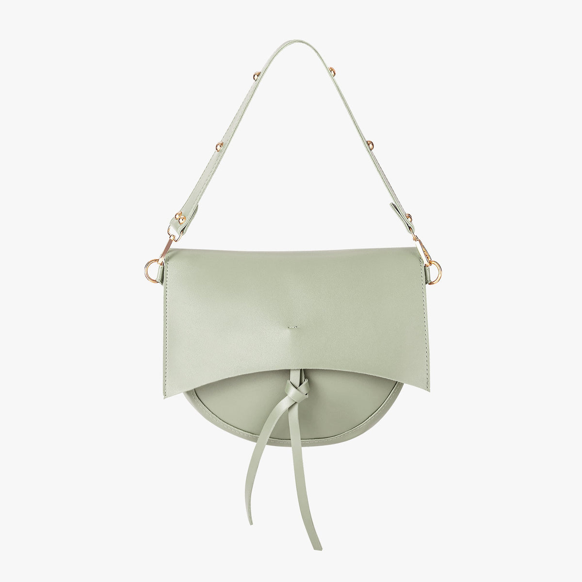 Black Leather Shoulder Bag with Knot Detail and Gold Hardware