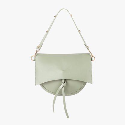 Black Leather Shoulder Bag with Knot Detail and Gold Hardware