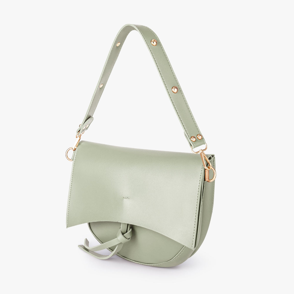 Black Leather Shoulder Bag with Knot Detail and Gold Hardware