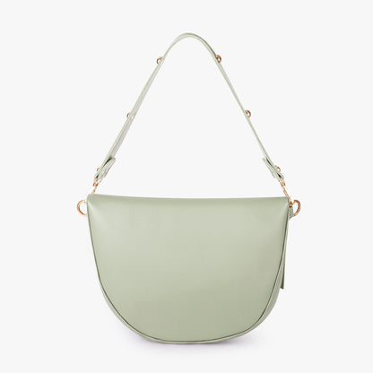 Black Leather Shoulder Bag with Knot Detail and Gold Hardware