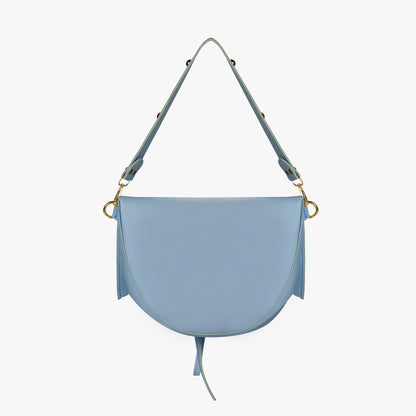 Black Leather Shoulder Bag with Knot Detail and Gold Hardware