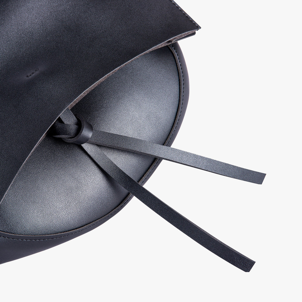 Black Leather Shoulder Bag with Knot Detail and Gold Hardware