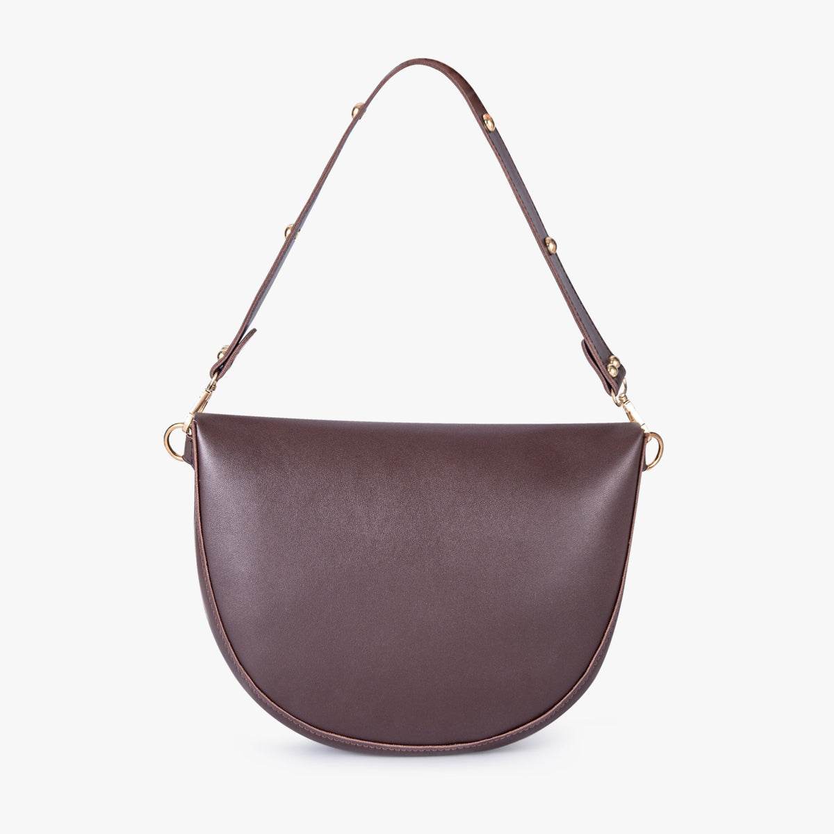 Black Leather Shoulder Bag with Knot Detail and Gold Hardware