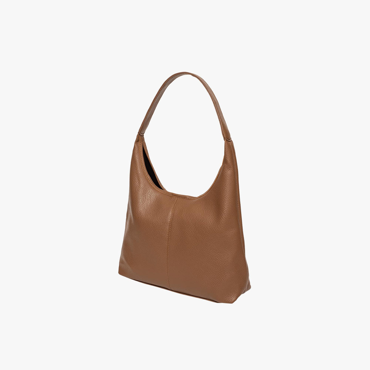 Black Leather Shoulder Bag with Zip Pouch