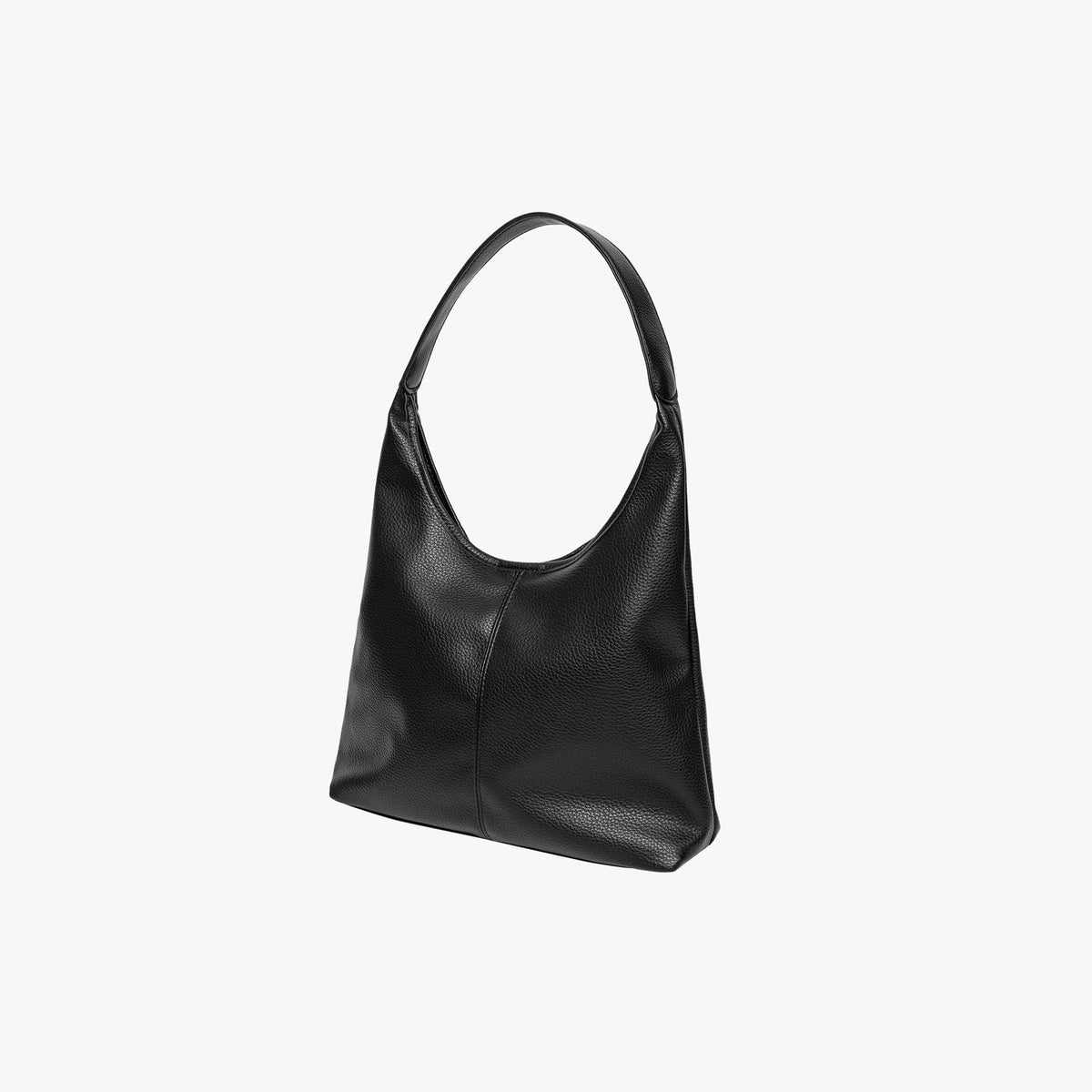 Black Leather Shoulder Bag with Zip Pouch