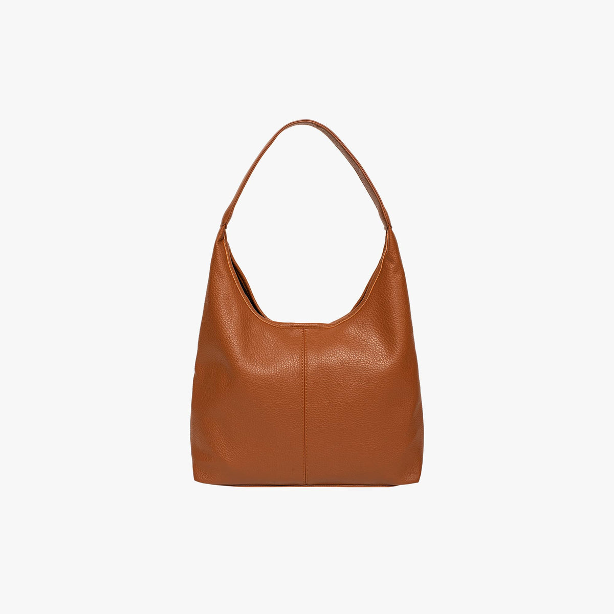 Black Leather Shoulder Bag with Zip Pouch