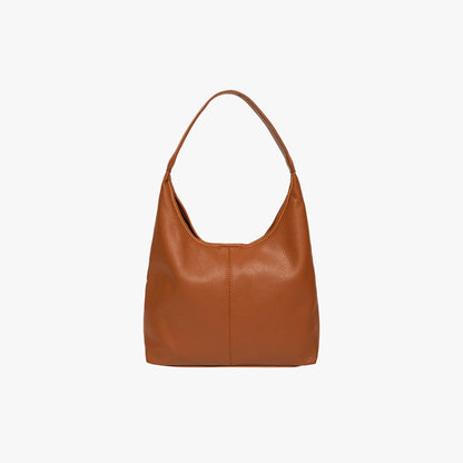 Black Leather Shoulder Bag with Zip Pouch
