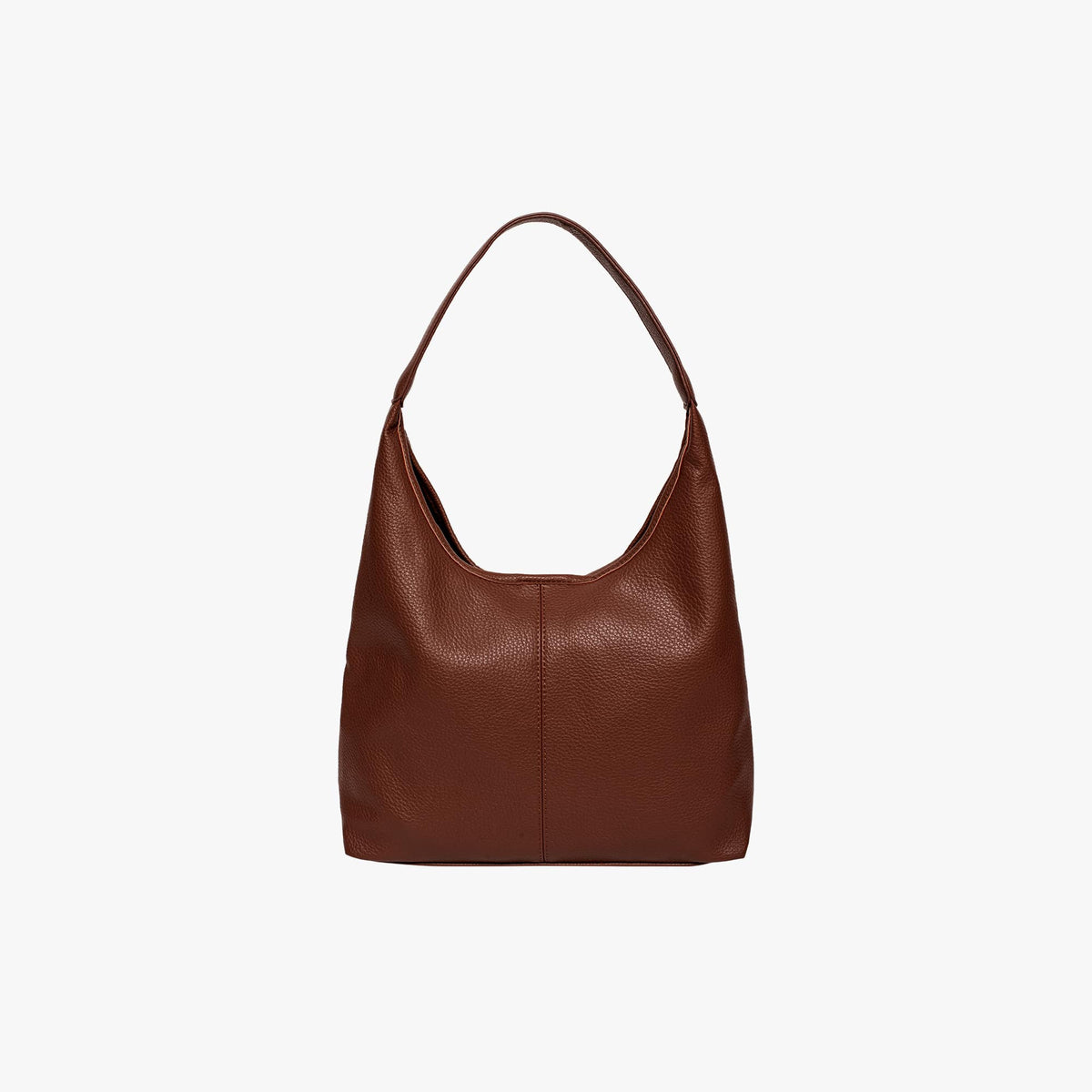 Black Leather Shoulder Bag with Zip Pouch
