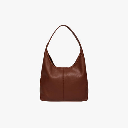 Black Leather Shoulder Bag with Zip Pouch