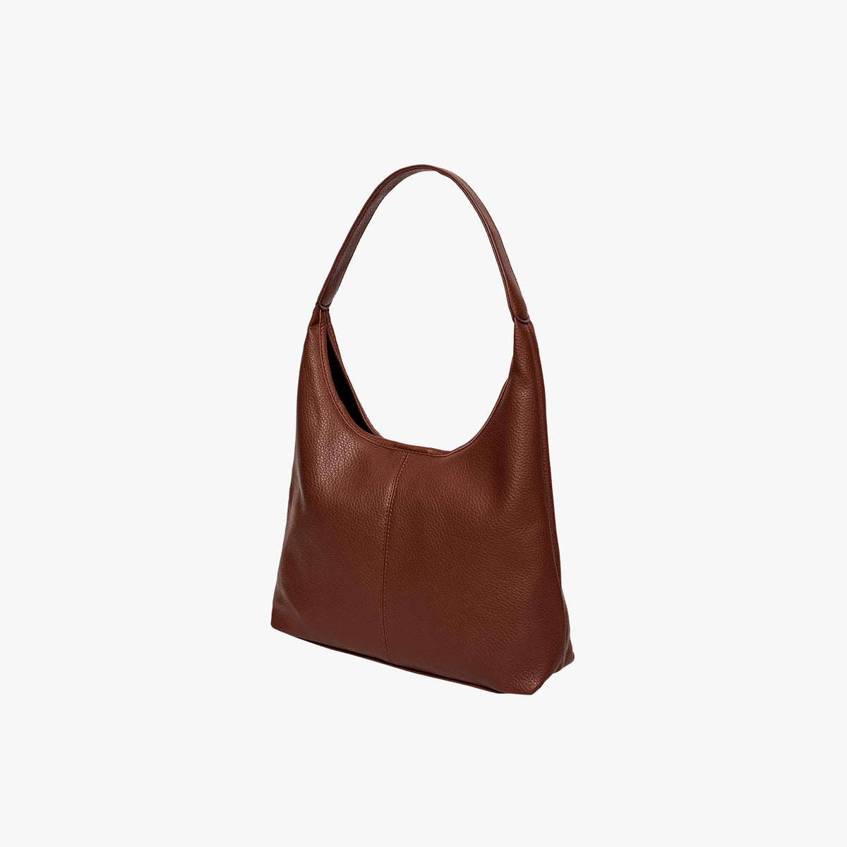 Black Leather Shoulder Bag with Zip Pouch