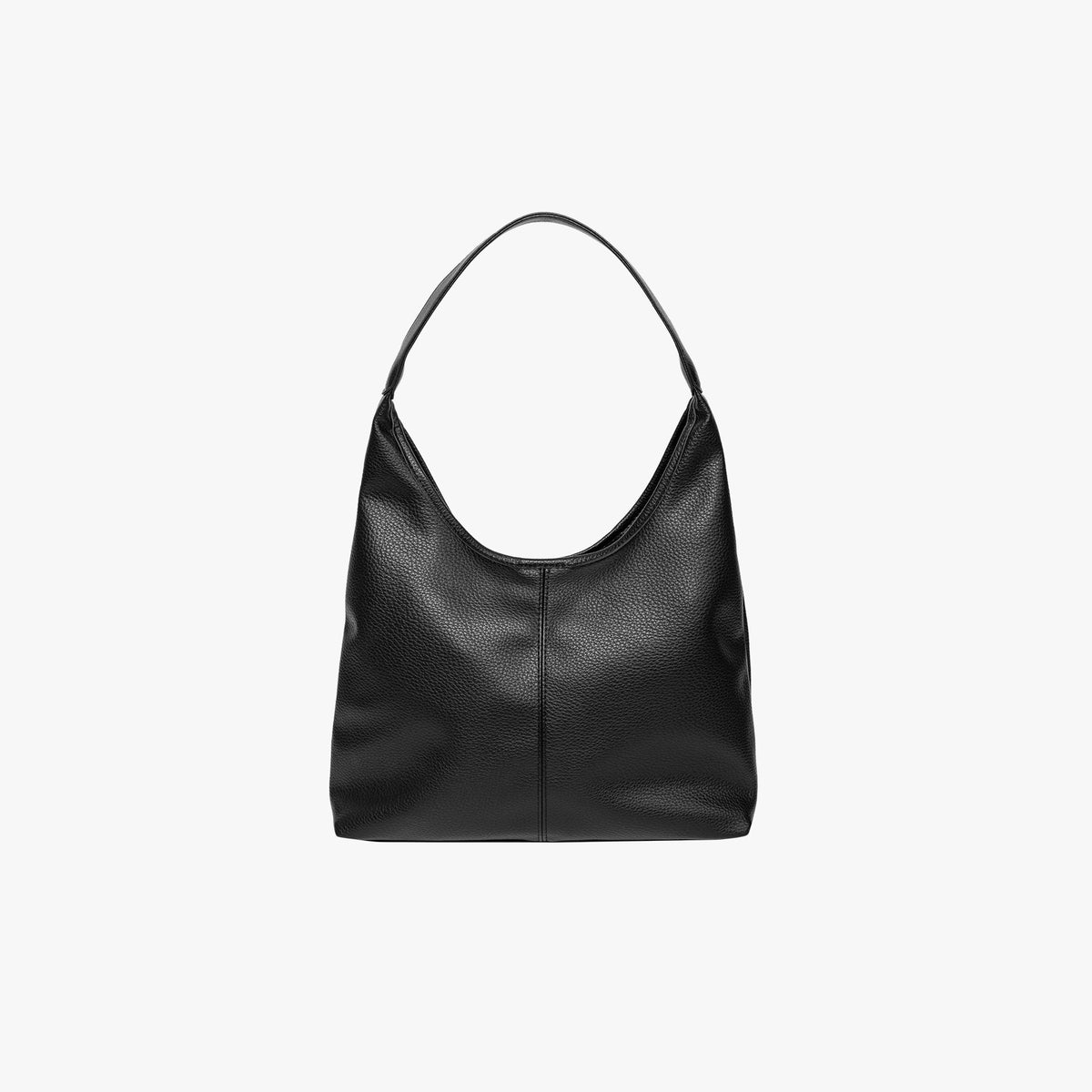 Black Leather Shoulder Bag with Zip Pouch
