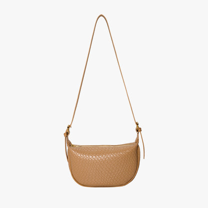 Black Woven Leather Crossbody Bag with Gold Hardware