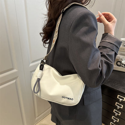 Casual Crossbody Shoulder Bag with Patterned Wide Strap