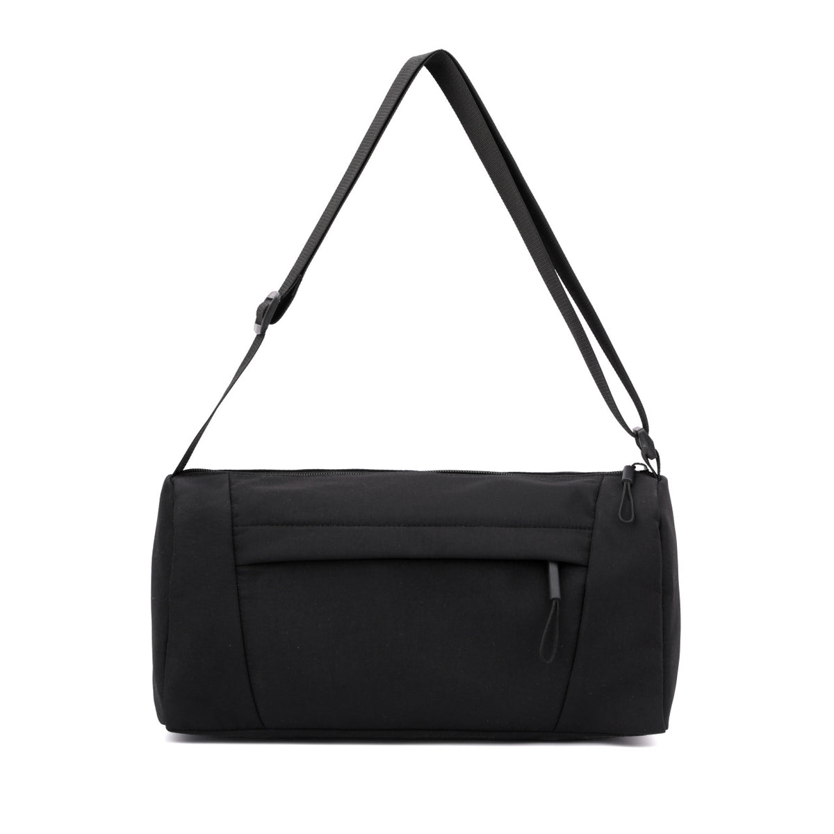 Casual Nylon Shoulder Bag with Front Zip Pocket and Adjustable Strap