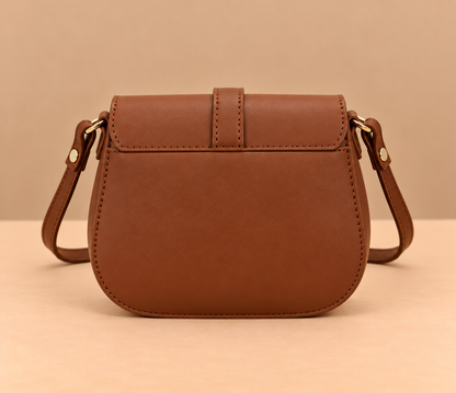Chic Leather Crossbody Bag with Gold Buckle Flap