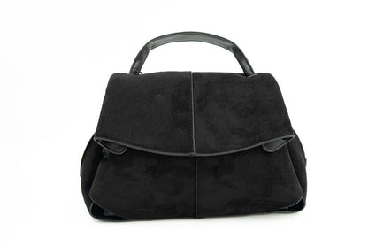 Chic Suede Shoulder Bag with Top Handle and Flap Closure