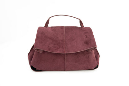 Chic Suede Shoulder Bag with Top Handle and Flap Closure