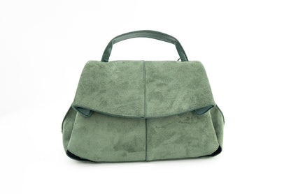 Chic Suede Shoulder Bag with Top Handle and Flap Closure