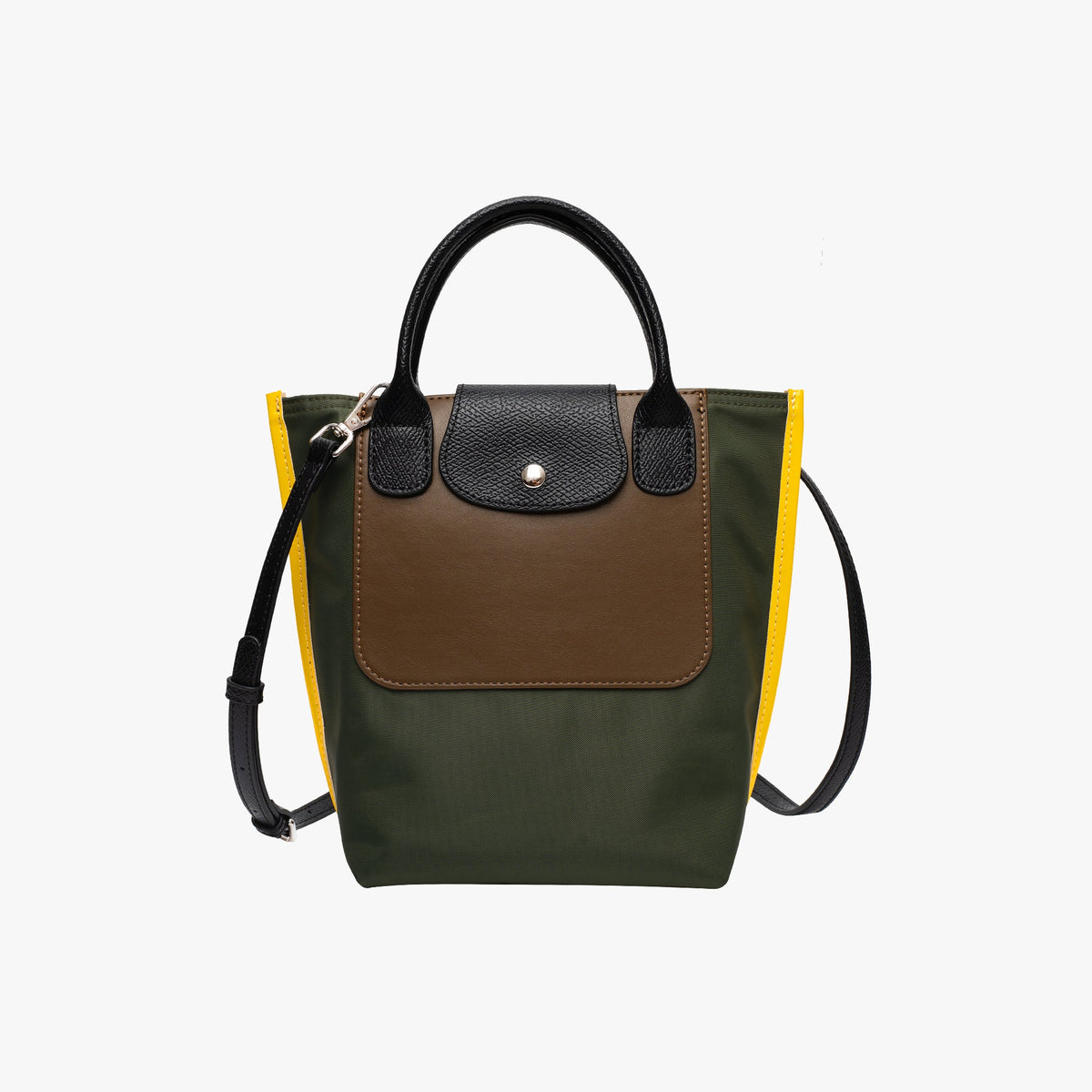 Colour Block Tote Bag with Detachable Shoulder Strap