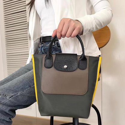 Colour Block Tote Bag with Detachable Shoulder Strap