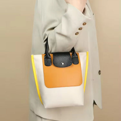 Colour Block Tote Bag with Detachable Shoulder Strap
