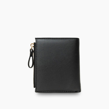 Compact Leather Wallet with Embroidered Animal Detail
