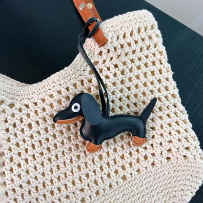 Dachshund Bag Charm in Vegan Leather