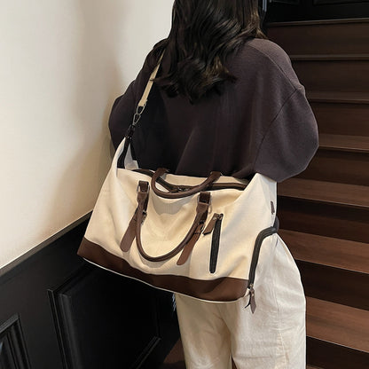 Heritage Canvas Weekender Bag with Leather Trim and Detachable Strap