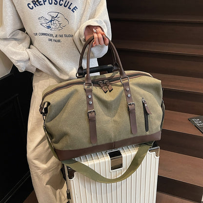 Heritage Canvas Weekender Bag with Leather Trim and Detachable Strap