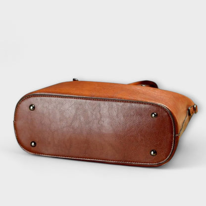Large Leather Shoulder Bag with Adjustable Buckle Straps